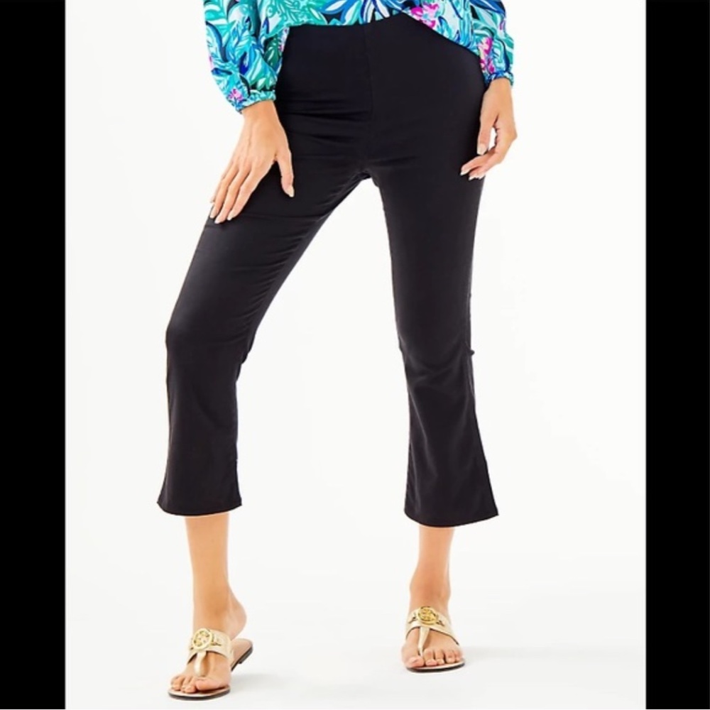 Lilly Pulitzer Ocean Cay High Rise Crop Black Pants 0